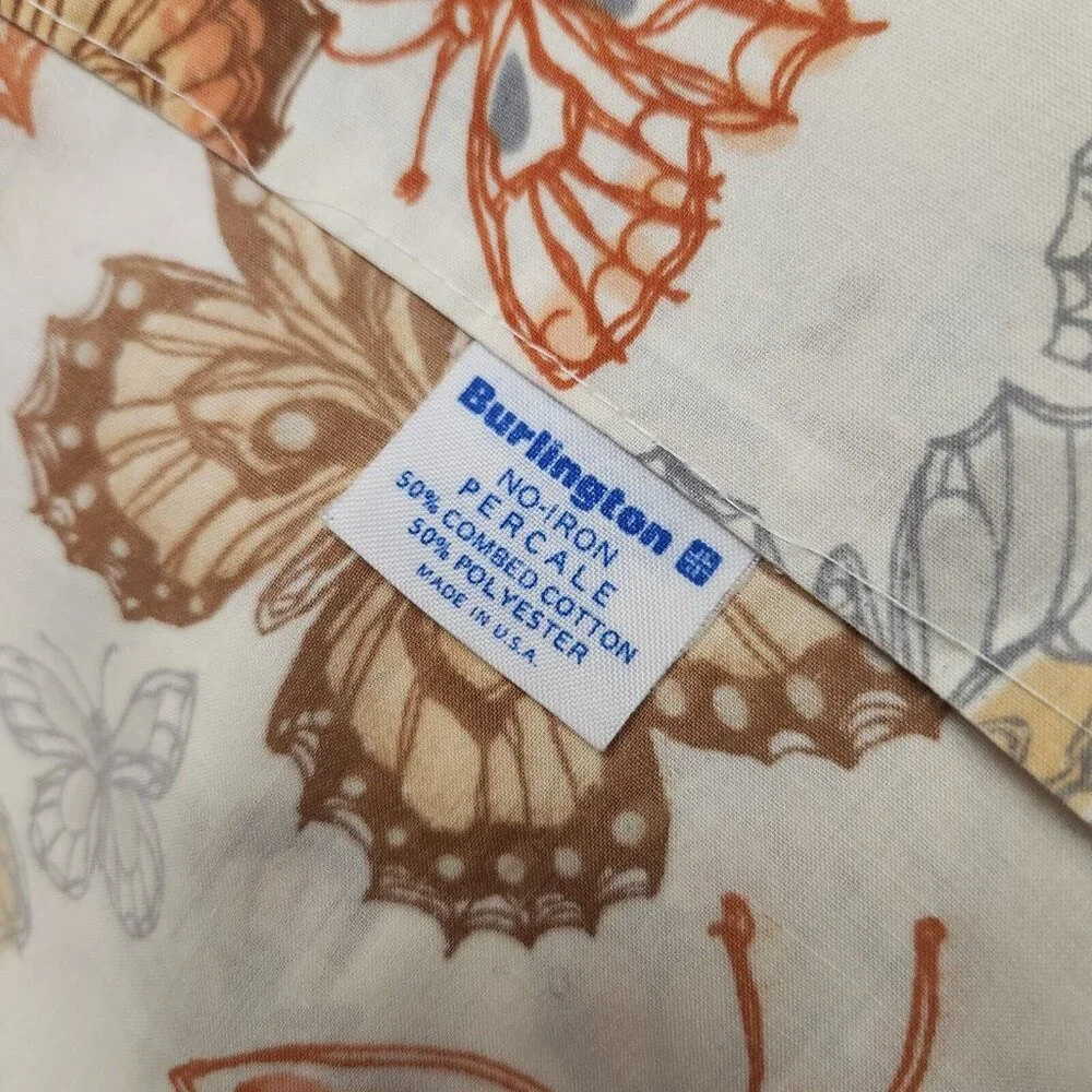 Vintage Burlington ‘Amari Butterfly’ Pattern Twin Flat Sheet